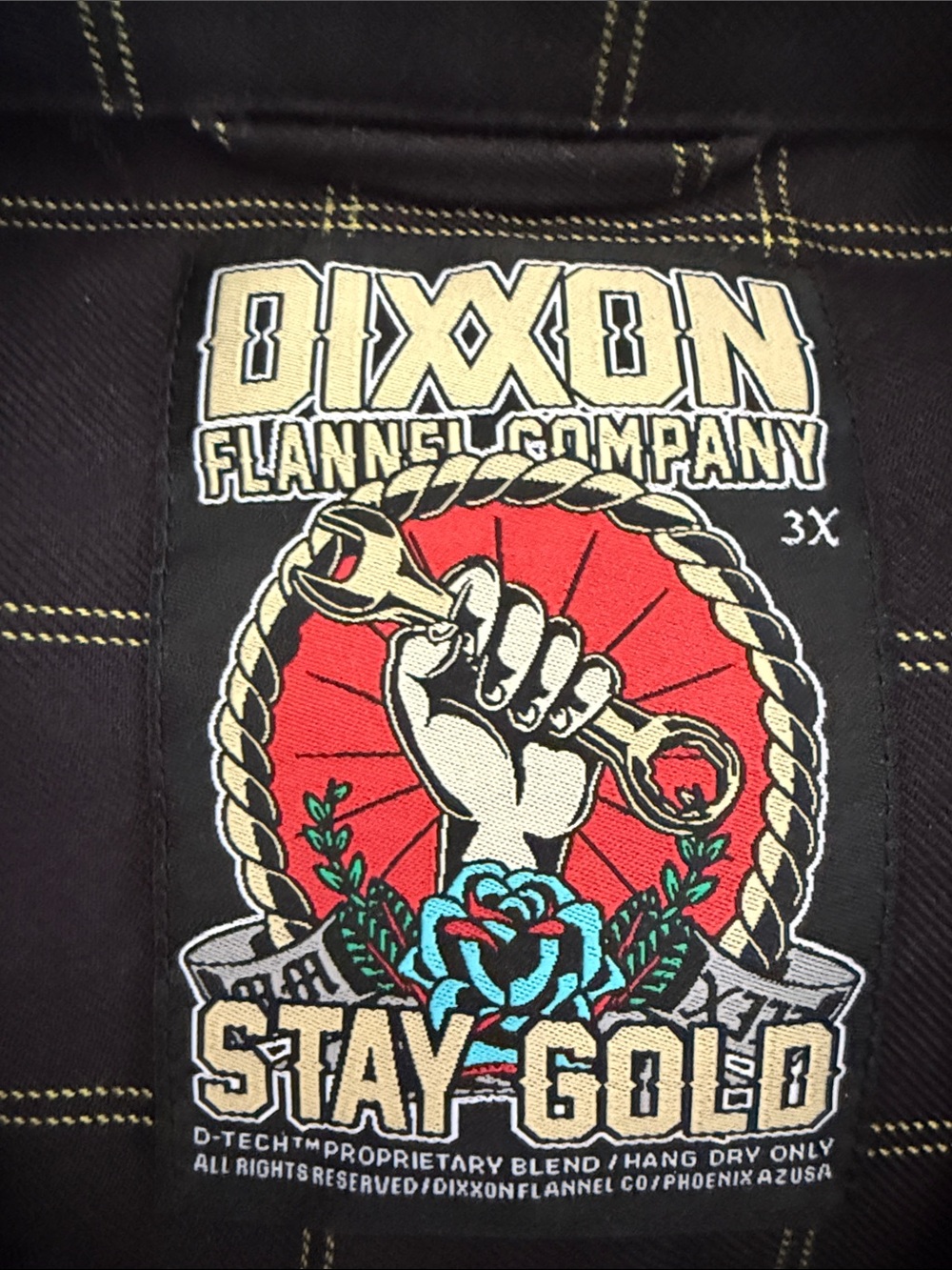 DIXXON Black Button-Down Shirt with Yellow Grid Stitching - Picture 2 of 5